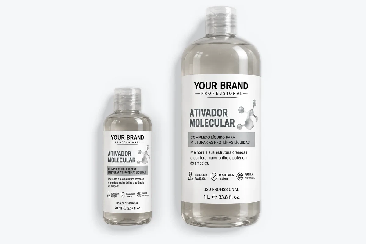 Ativador Molecular em formato monodose de 70 ml e formato profissional de 1 litro