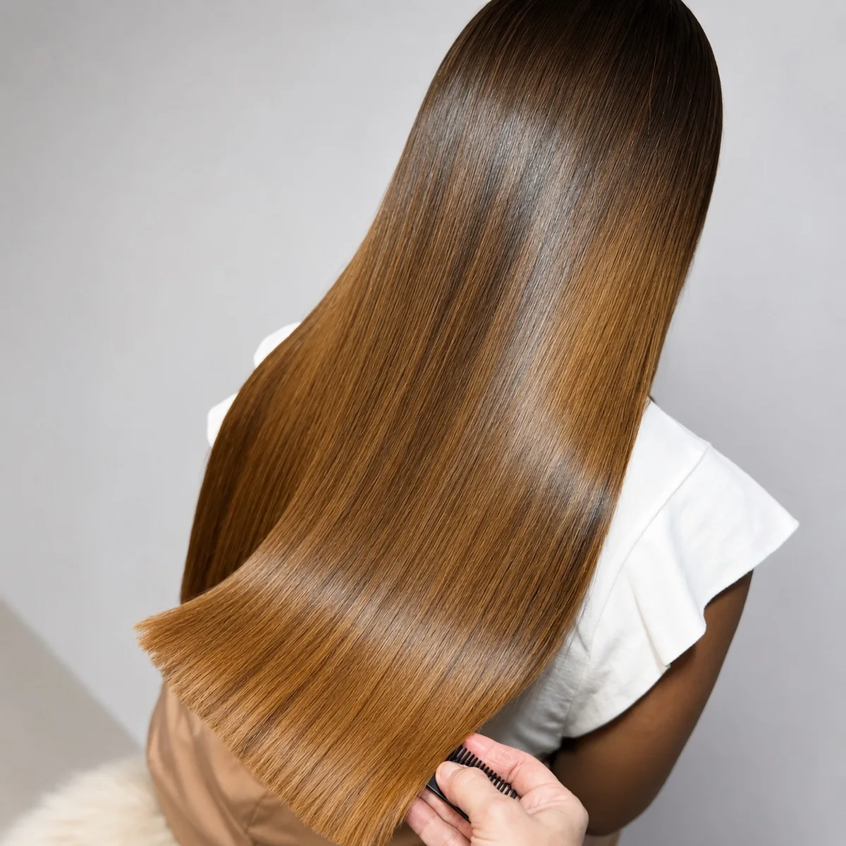 Cabelo longo, liso e com brilho